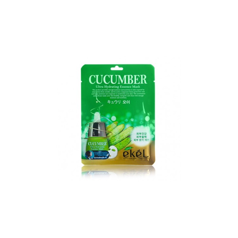 [EKEL] Маска для лица тканевая ОГУРЕЦ Cucumber Ultra Hydrating Essence Mask, 25 мл