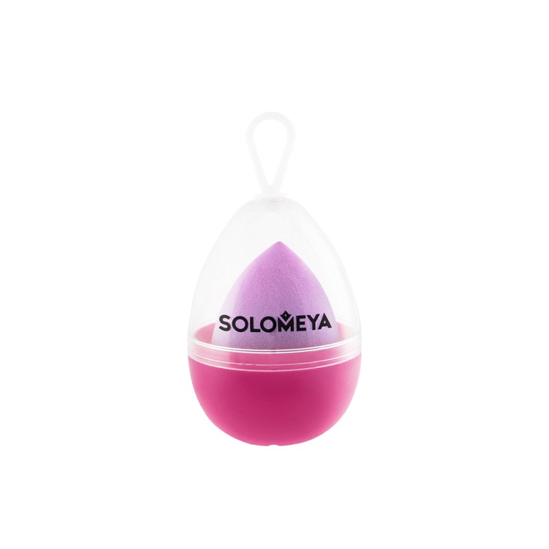 [SOLOMEYA] Спонж для макияжа ДВУСТОРОННИЙ XL косметический КАПЛЯ фиолетовый градиент Large Drop Double-ended Bl