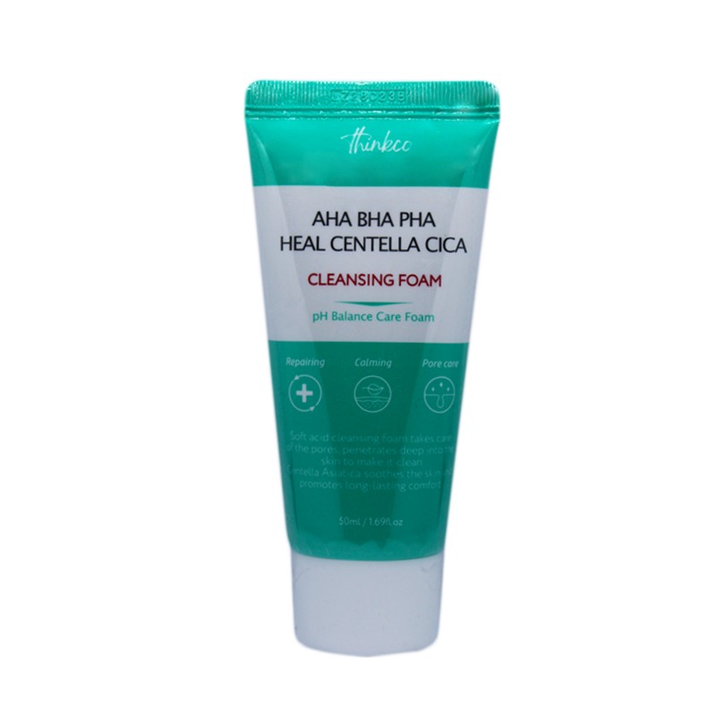 [THINKCO] Пенка для умывания ЦЕНТЕЛЛА АЗИАТСКАЯ И КИСЛОТЫ AHA, BHA, PHA Heal Centella Cica Cleansing Foam, 50