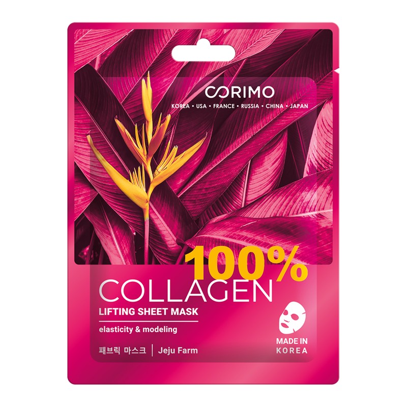 [CORIMO] Маска для лица тканевая ЛИФТИНГ 100% Collagen, 22 г