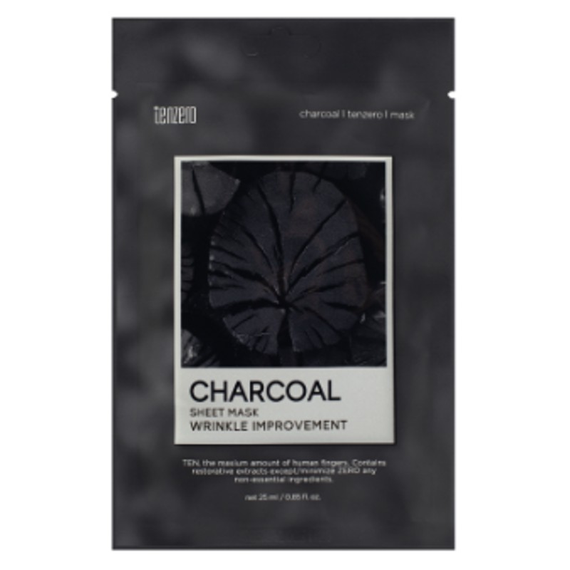 [TENZERO] Маска для лица тканевая ЭКСТРАКТ ДРЕВЕСНОГО УГЛЯ Charcoal Sheet Mask, 25 мл