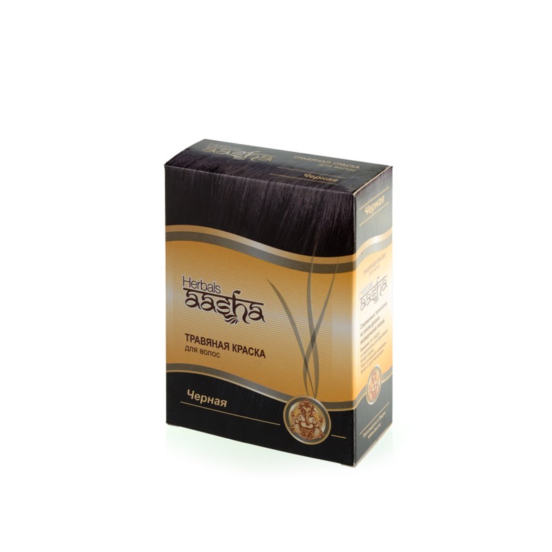 [AASHA HERBALS] Краска для волос ЧЁРНАЯ травяная, 60 г