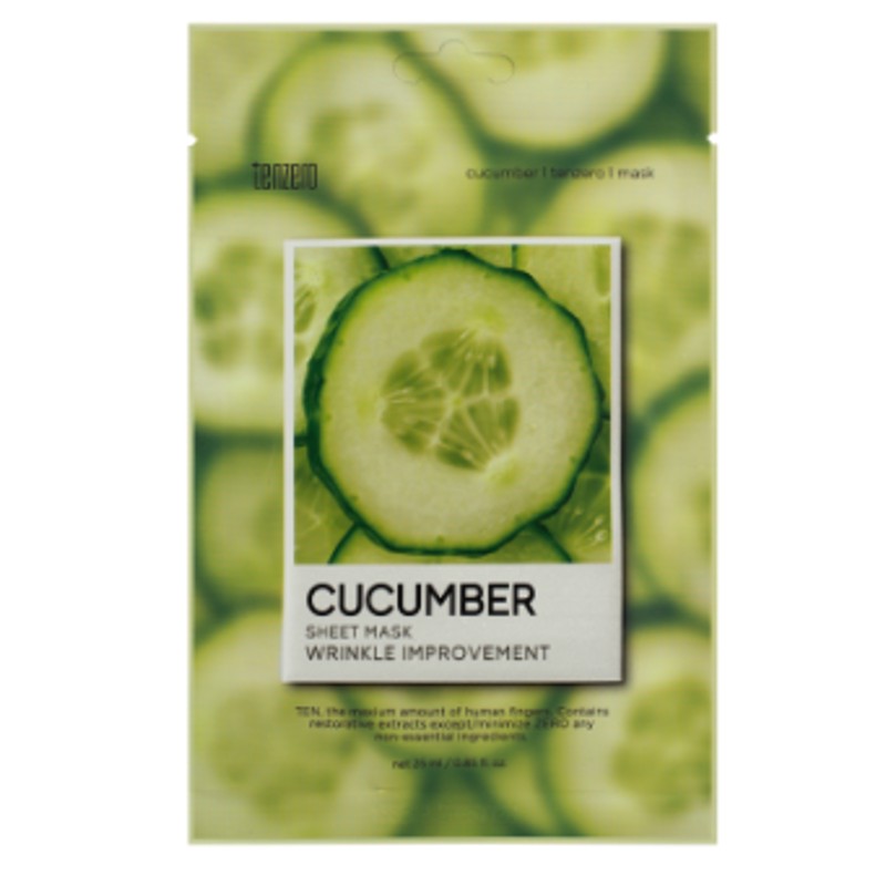 [TENZERO] Маска для лица тканевая ЭКСТРАКТ ОГУРЦА Cucumber Sheet Mask, 25 мл