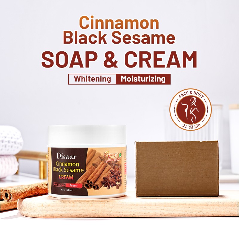 [DISAAR] Мыло для лица и тела КОРИЦА И ЧЁРНЫЙ КУНЖУТ выравнивающее тон Cinnamon&Black Sesame Whitening Soap,