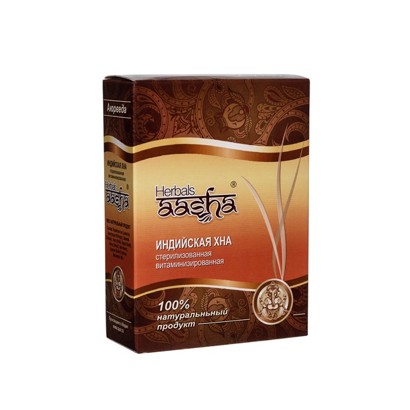 [AASHA HERBALS] Хна для волос индийская ВИТАМИНИЗИРОВАННАЯ стерилизованная, 80 г