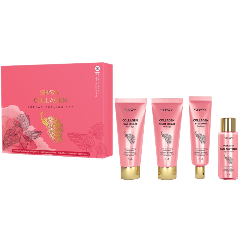 [SHARY] НАБОР средств для лица подарочный COLLAGEN для омолаживания и питания кожи (тонер, дневной+ночной кр