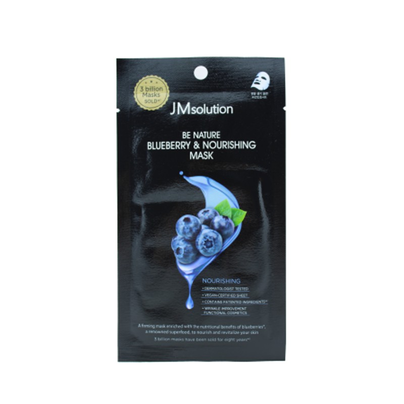 [JMSOLUTION] Маска для лица тканевая ЧЕРНИКА Be Nature Blueberry&Nourishing Mask, 24 мл