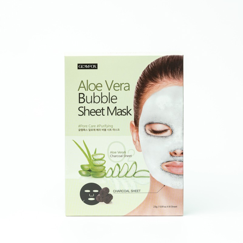 [GLAMFOX] Маска для лица кислородная тканевая АЛОЭ Aloe Bubble Cleansing Mask, 23 мл
