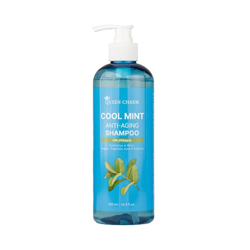 [QUEENCHARM] Шампунь для волос 10% ЭКСТРАКТ МЯТЫ освежающий Cool Mint Anti-Aging Shampoo, 500 мл