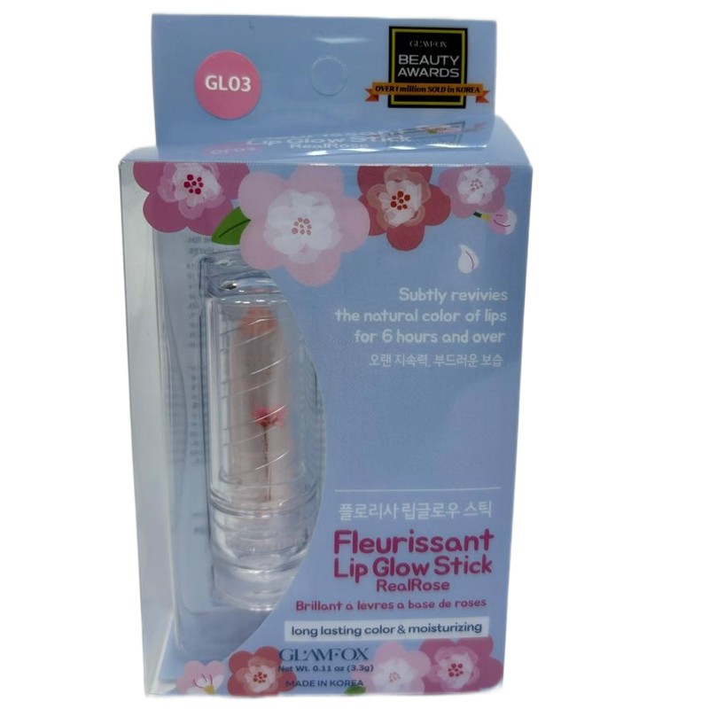 [GLAMFOX] Бальзам-тинт для губ УВЛАЖНЯЮЩИЙ с тающей текстурой Fleurissant Lip Glow Stick Real Rose GL 03, 3,3
