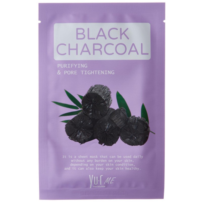 [YU.R] Маска для лица тканевая ЭКСТРАКТ УГЛЯ Me Black Charcoal Sheet Mask, 1 шт