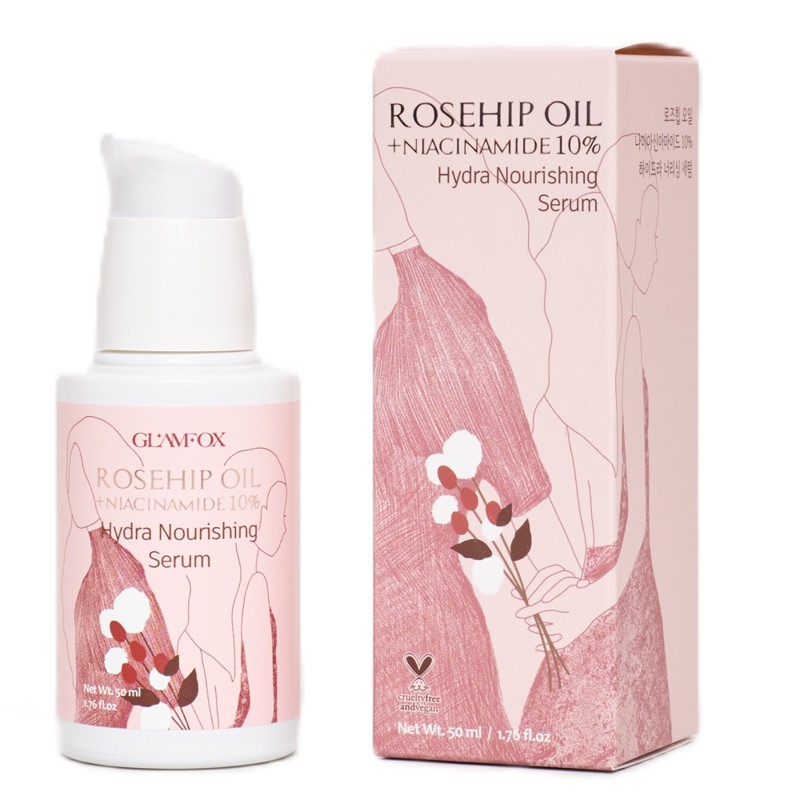 [GLAMFOX] Сыворотка для лица МАСЛО ШИПОВНИКА И НИАЦИНАМИД Rosehip Oil Niacinamide Hydra Nourishing Serum, 50 м