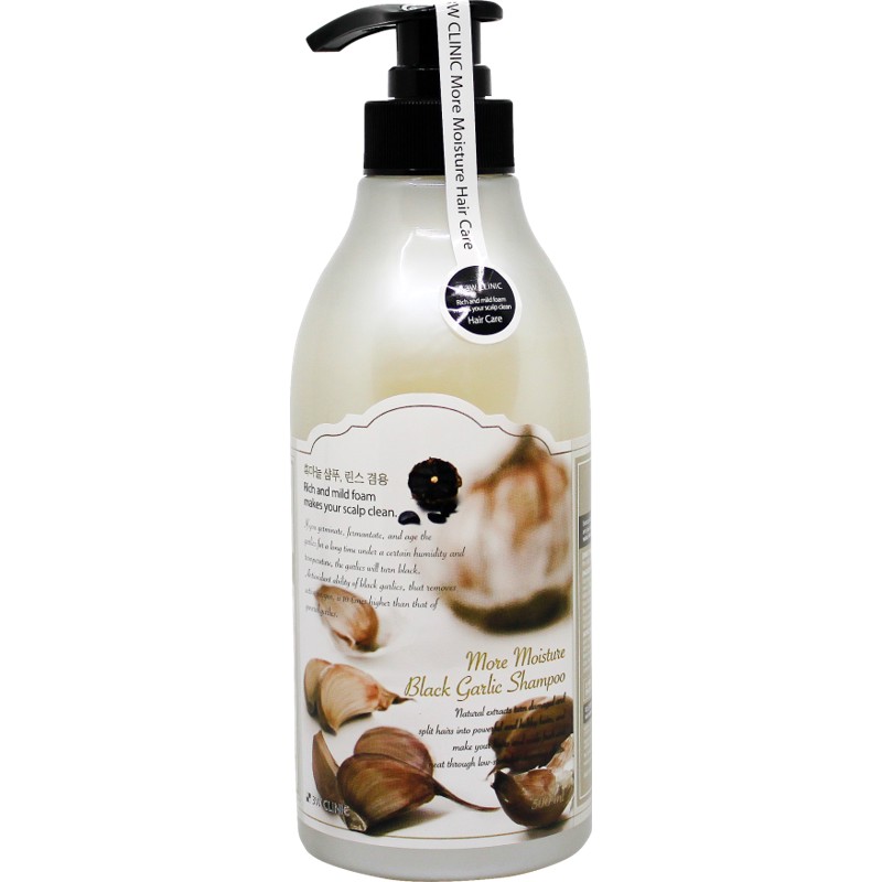 [3W CLINIC] Шампунь для волос увлажняющий ЧЁРНЫЙ ЧЕСНОК More Moisture Black Garlic Shampoo, 500 мл