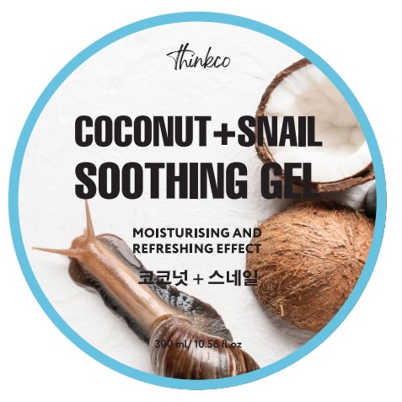 [THINKCO] Гель для лица и тела универсальный КОКОС / МУЦИН УЛИТКИ Coconut+Snail Soothing Gel, 300 мл