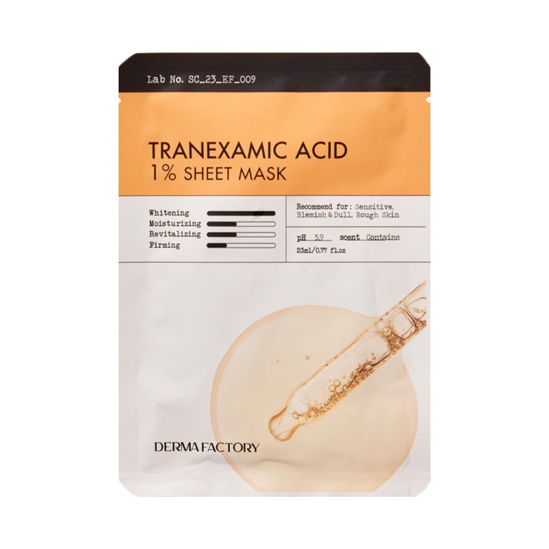 [DERMA FACTORY] Маска для лица тканевая ТРАНЕКСАМОВАЯ КИСЛОТА 1%, Tranexamic Acid 1% Sheet Mask, 23 гр