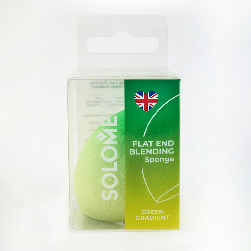 [SOLOMEYA] Спонж для макияжа со срезом ЗЕЛЕНЫЙ ГРАДИЕНТ Flat End Blending Sponge Green Gradient, 1 ш