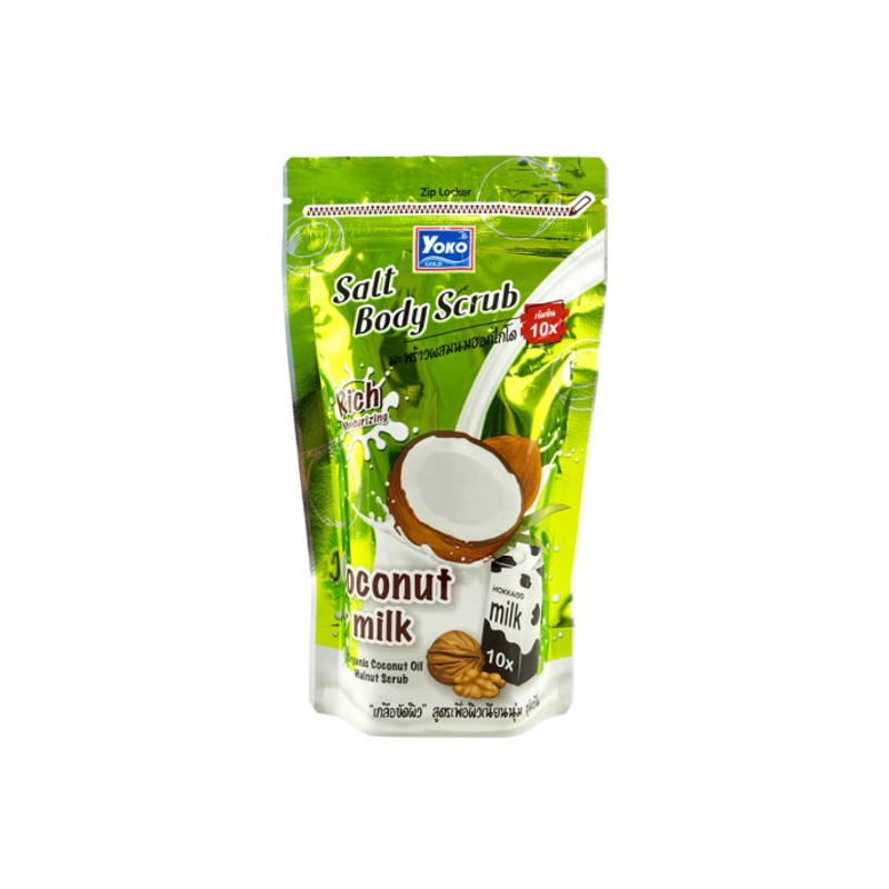 [YOKO] Скраб для тела солевой КОКОС И МОЛОКО с кожурой грецкого ореха Salt Body Scrub Coconut Plus Milk, 35