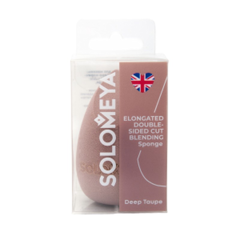 [SOLOMEYA] Спонж для макияжа вытянутый с двойным срезом СЕРО-КОРИЧНЕВЫЙ Sponge Deep Taupe, 1 шт