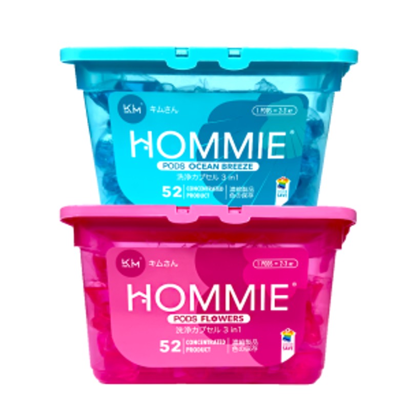 [MR.KIM] Набор Hommie pods Капсулы для стирки МОРСКОЙ БРИЗ/ЦВЕТЫ, 52 шт.*2