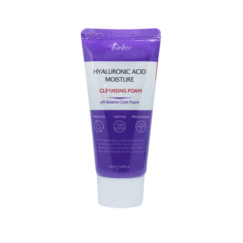 [THINKCO] Пенка для умывания ГИАЛУРОНОВАЯ КИСЛОТА увлажняющая Hyaluronic Acid Moisture Cleansing Foam, 50 мл