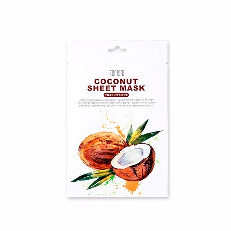 [TENZERO] Маска для лица тканевая ЭКСТРАКТ КОКОСА Coconut Sheet Mask, 25 мл