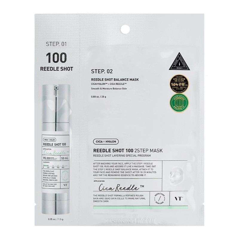 [VT COSMETICS] Маска для лица тканевая двухступенчатая СПИКУЛЫ 100 Reedle Shot 100 2-Step Mask, 1,5 г+25 г
