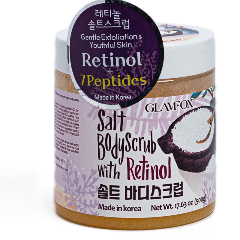 [GLAMFOX] Скраб для тела восстанавливающий РЕТИНОЛ И ПЕПТИДЫ Salt Body Scrub With Retinol, 500 мл