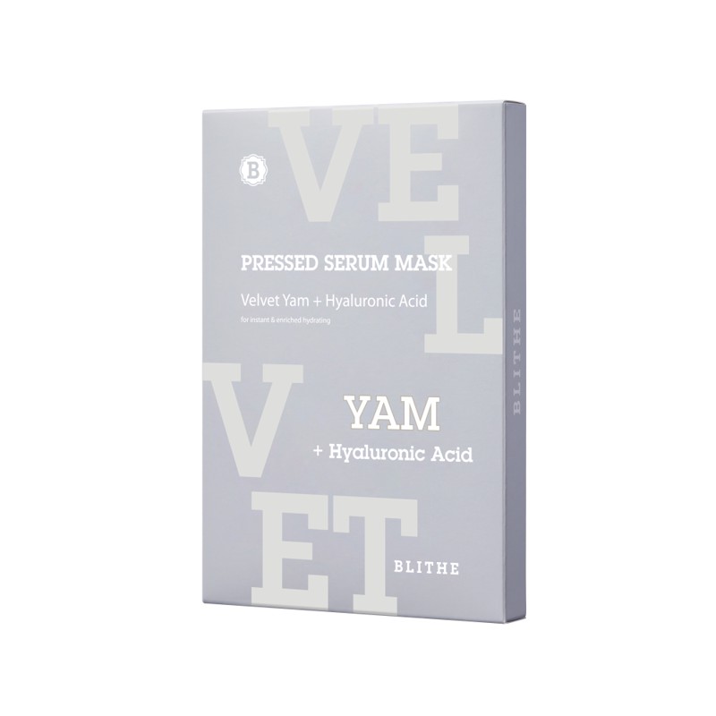[BLITHE] НАБОР Маска для лица тканевая БАРХАТНЫЙ ЯМС Pressed Serum Mask Velvet Yam+Hyaluronic Acid, 5 шт x 22