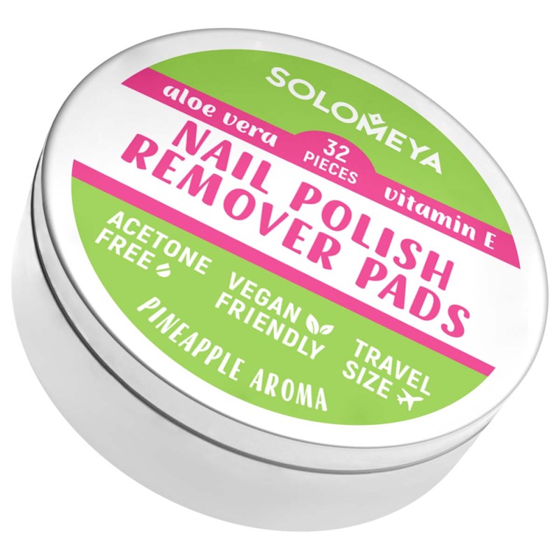 [SOLOMEYA] Салфетки для снятия лака БЕЗ АЦЕТОНА Solomeya Nail Polish Remover Pads Acetone Free, 32 шт.