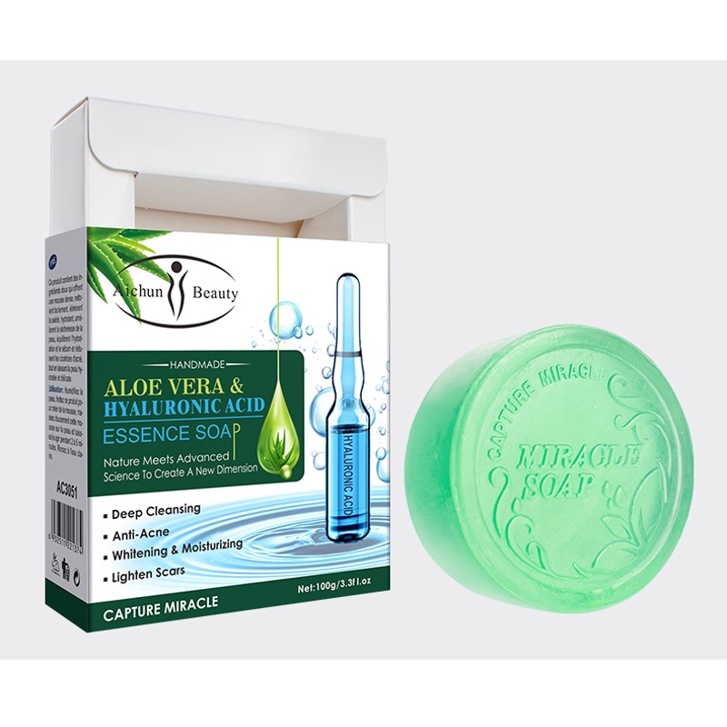 [AICHUN BEAUTY] Мыло для лица и тела АЛОЭ И ГИАЛУРОНОВАЯ КИСЛОТА увлажняющее, 100 г