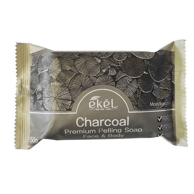 [EKEL] Мыло-скраб для лица и тела ДРЕВЕСНЫЙ УГОЛЬ Premium Peeling Soap Charcoal, 150 г