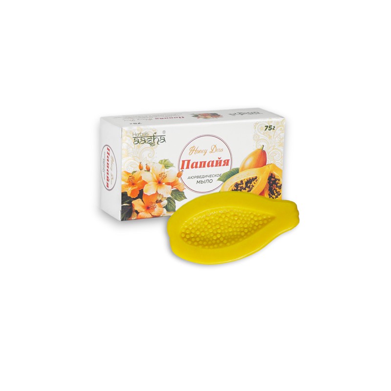 [AASHA HERBALS] Мыло для лица и тела МЕДОВАЯ ПАПАЙЯ аюрведическое, 75 г
