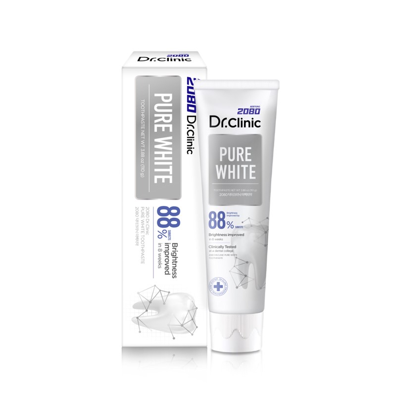 [2080 DR.CLINIC] Зубная паста НАТУРАЛЬНОЕ ОТБЕЛИВАНИЕ Pure White, 110 г