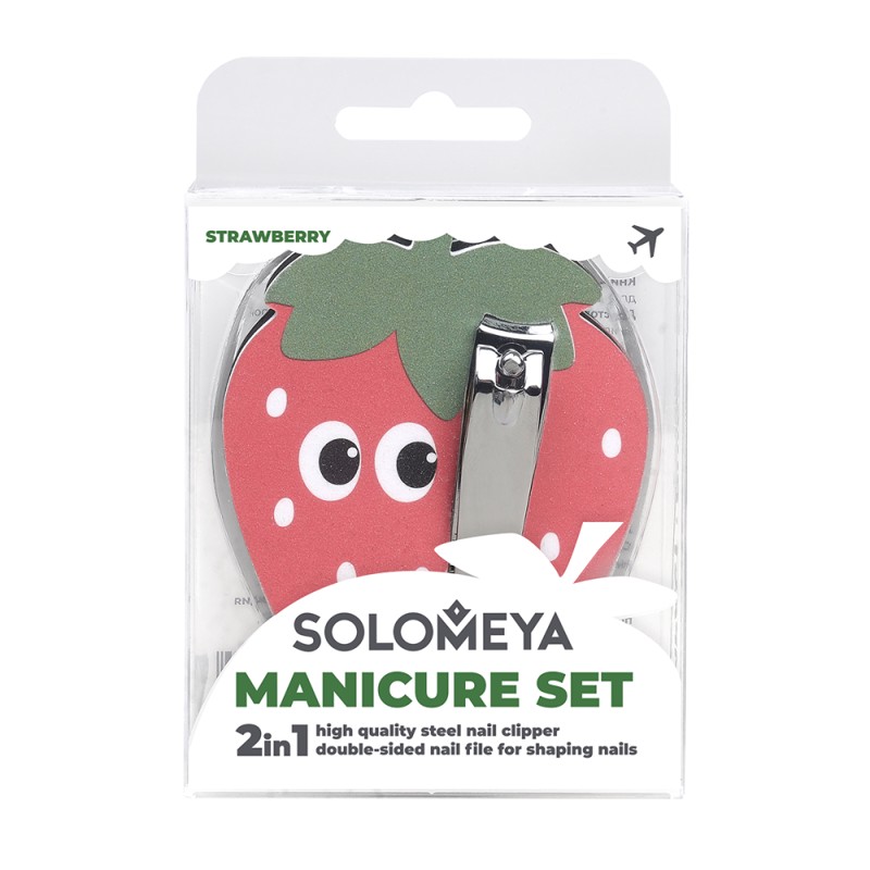 [SOLOMEYA] НАБОР для маникюра КЛУБНИКА (кусачки + двухсторонняя пилка 180/3000 грит) Manicure Set Strawberry: N