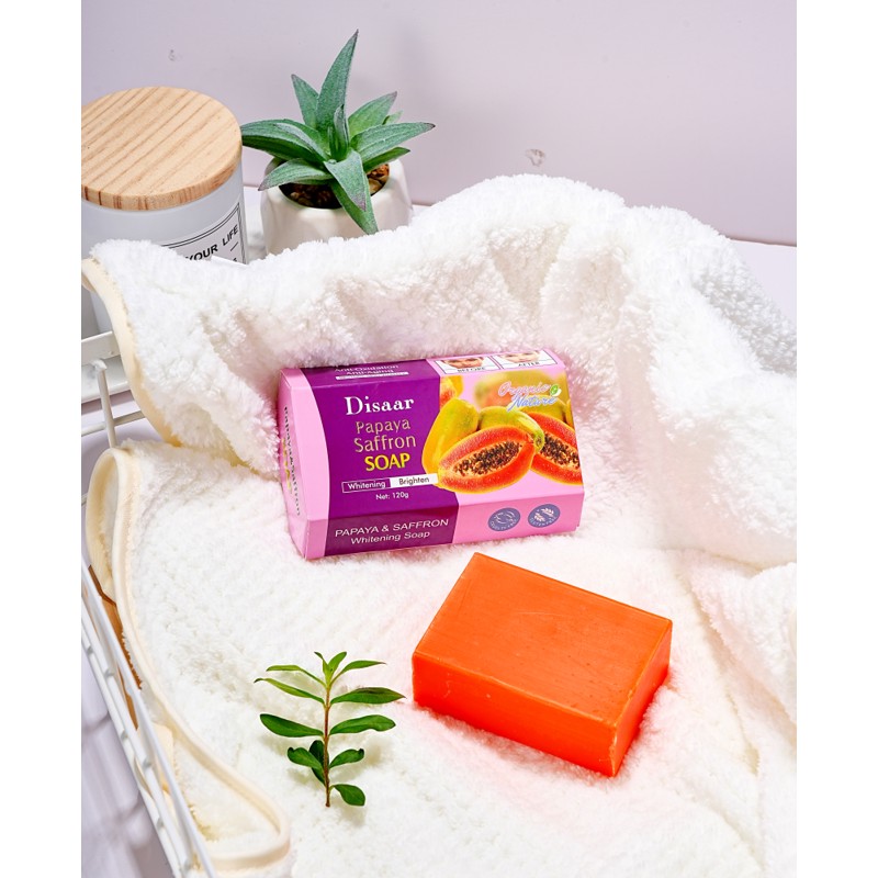 [DISAAR] Мыло для лица и тела ЭКСТРАКТ ПАПАЙИ И ШАФРАНА выравнивающее тон Papaya&Saffron Whitening Soap, 120