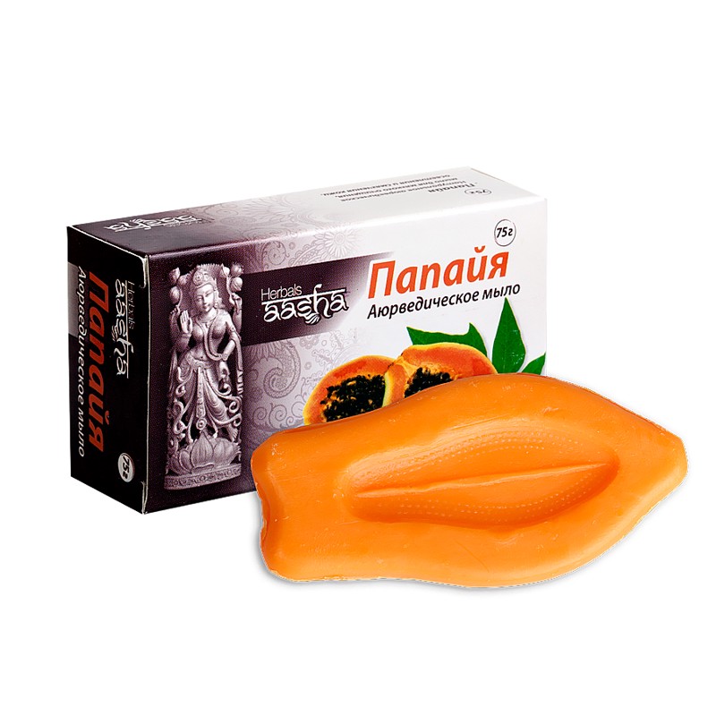 [AASHA HERBALS] Мыло для лица и тела ПАПАЙЯ аюрведическое, 75 г
