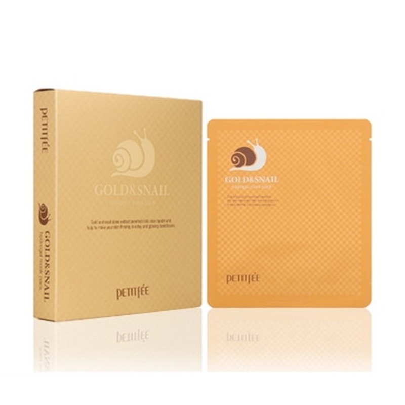[PETITFEE & KOELF] НАБОР Гидрогелевая маска для лица ЗОЛОТО/МУЦИН УЛИТКИ Gold&Snail Transparent Gel Mask Pack, 5 шт