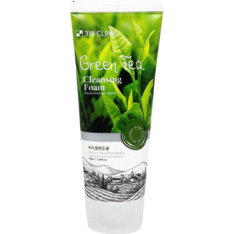 [3W CLINIC] Пенка для умывания ЗЕЛЁНЫЙ ЧАЙ Green Tea Cleansing Foam, 100 мл