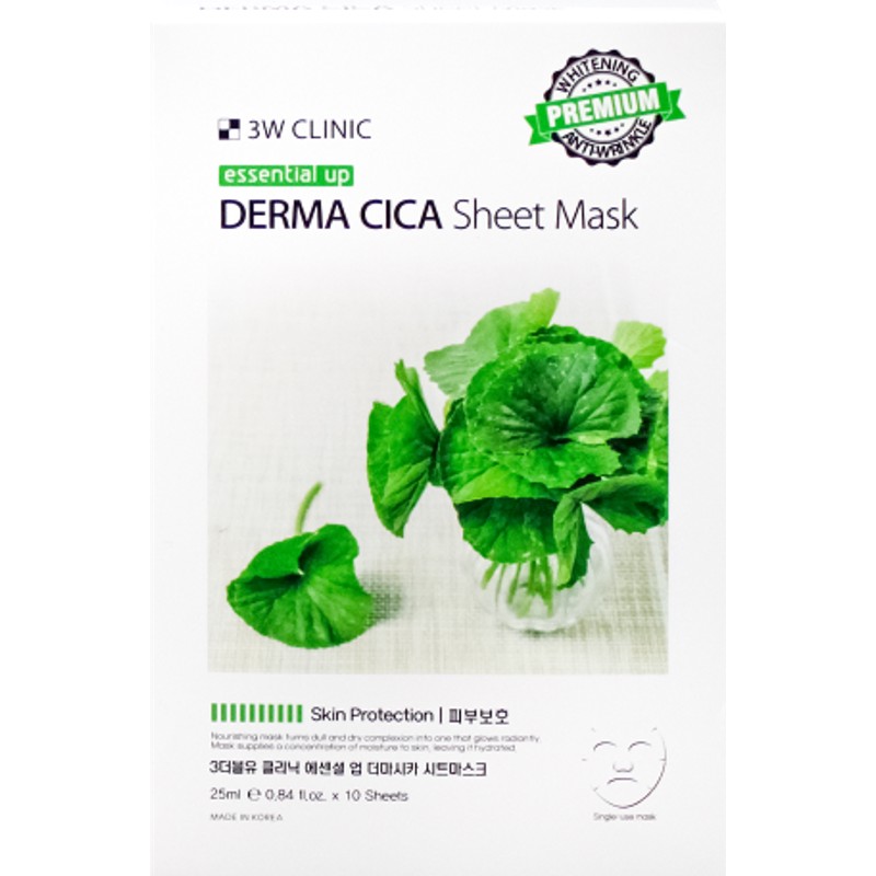 [3W CLINIC] Маска для лица тканевая ЭКСТРАКТ ЦЕНТЕЛЛЫ Essential Up Sheet Mask, 23 гр
