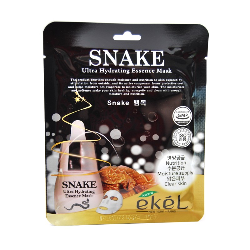 [EKEL] Маска для лица тканевая ЗМЕИНЫЙ ПЕПТИД Snake Ultra Hydrating Essence Mask, 25 мл