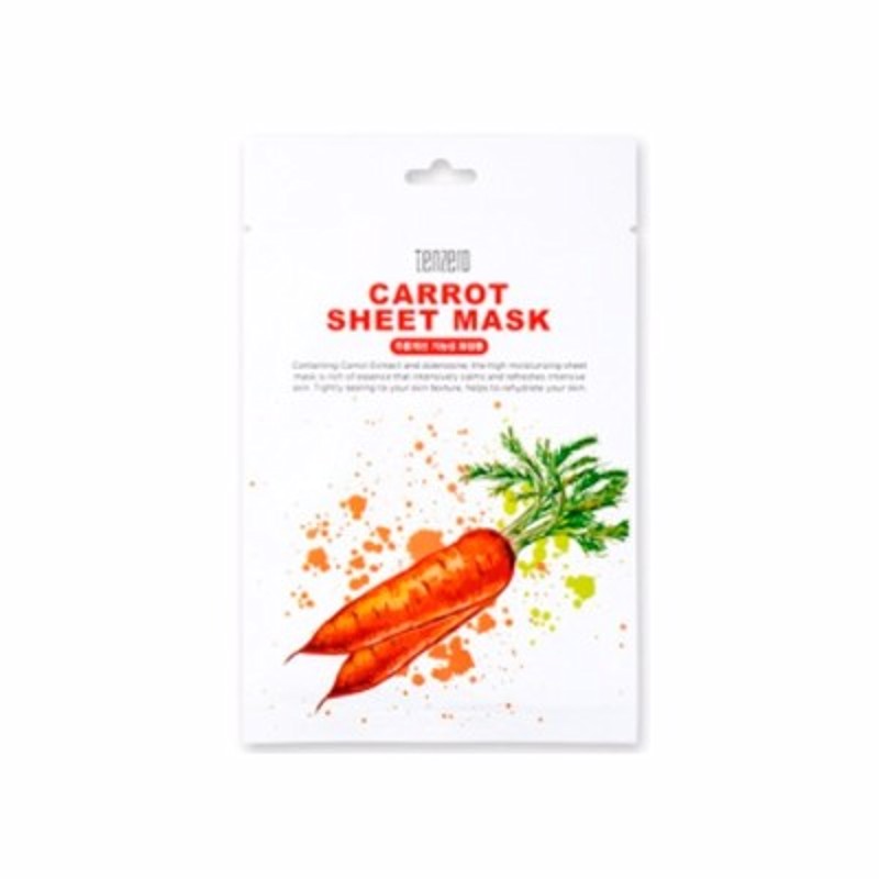 [TENZERO] Маска для лица тканевая ЭКСТРАКТ МОРКОВИ Carrot Sheet Mask, 25 мл