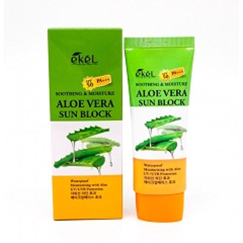 [EKEL] Крем солнцезащитный увлажняющий АЛОЕ ВЕРА Soothing & Moisture Aloe Vera Sun Block SPF 50/PA+++, 70 м