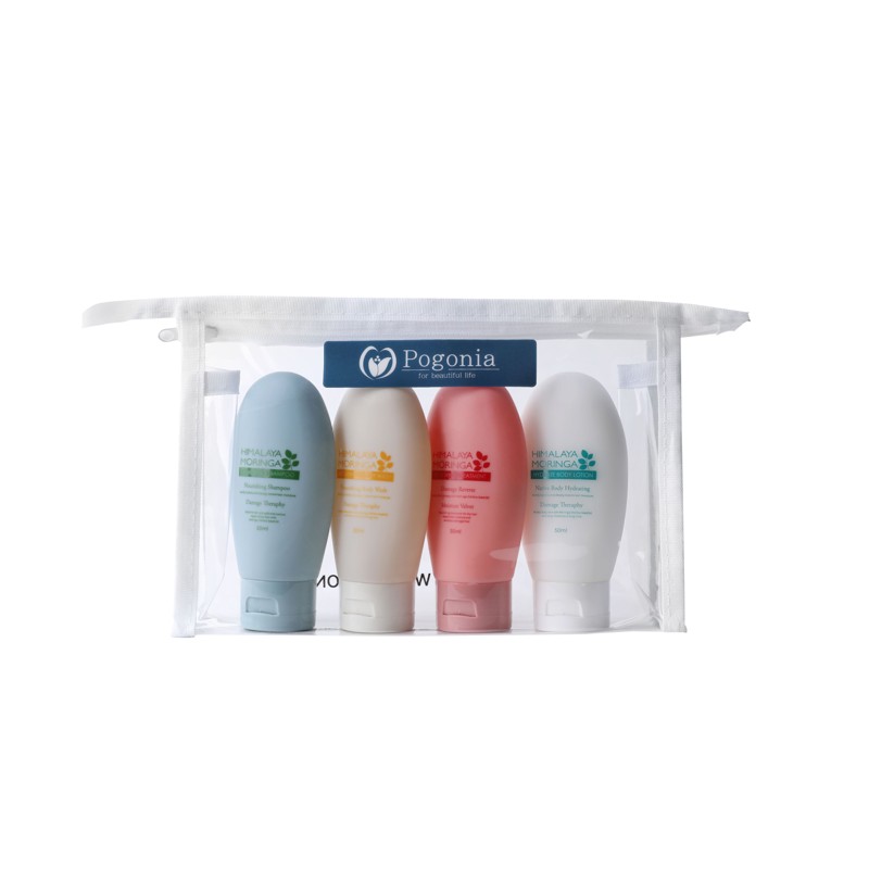 [POGONIA] НАБОР средств для волос и тела TRAVEL KIT (гель для душа+лосьон+шампунь+кондиционер) мини, 4 шт*50 м