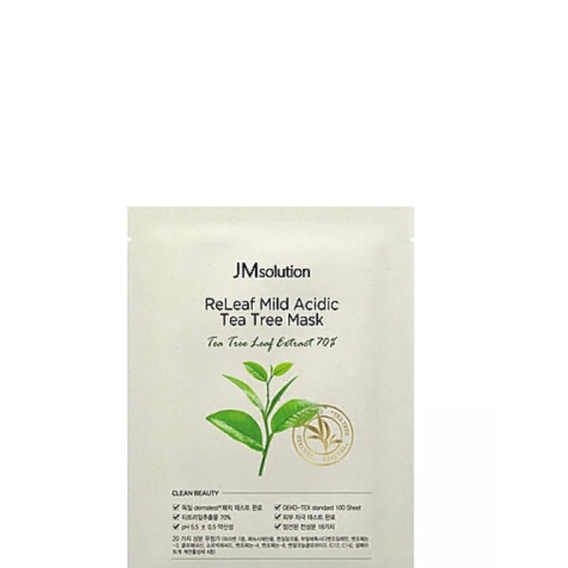 [JMSOLUTION] Маска для лица тканевая ЭКСТРАКТ ЧАЙНОГО ДЕРЕВА слабокислотная Releaf Mild Acidic, 30 мл