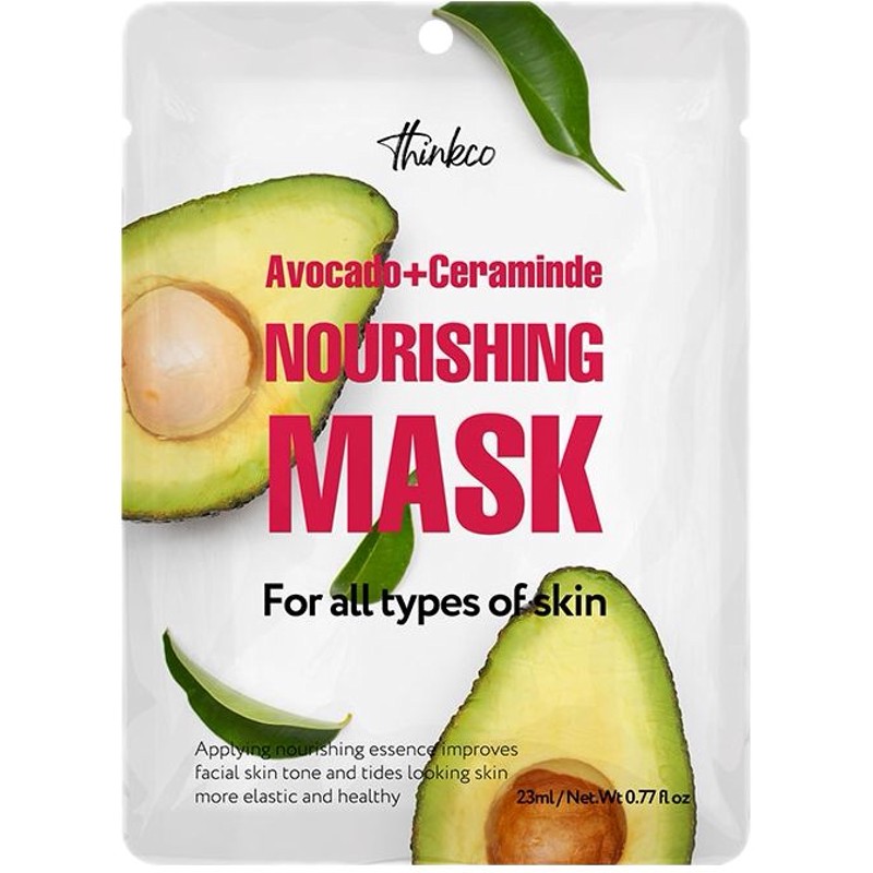 [THINKCO] Маска для лица тканевая ЭКСТРАКТ АВОКАДО И КЕРАМИДЫ питательная Avocado+Ceramide Nourishing Mask Pac