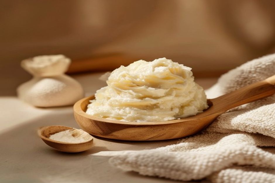 Close-up still life of creamy body scrub texture