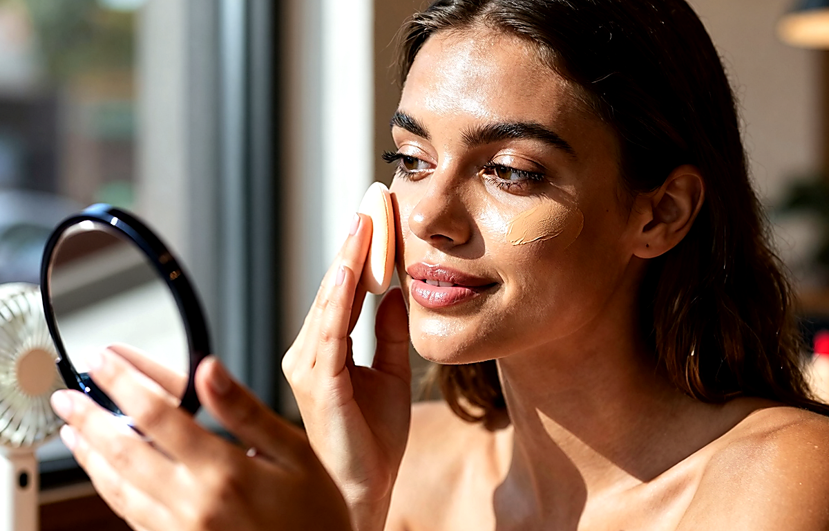 Cómo retocar la base de maquillaje con calor sin manchas ni una capa pesada